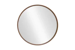 Runder Wandspiegel PORTRAIT 70cm braun in Walnussholz-Design