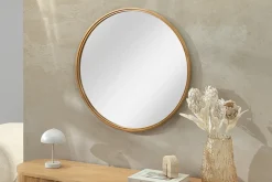 Runder Wandspiegel PORTRAIT 80cm gold Eisen handmade