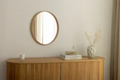 Runder Wandspiegel PORTRAIT 70cm natur in Eichenholz-Design