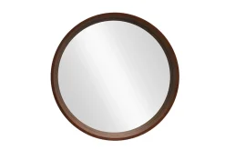 Runder Wandspiegel PORTRAIT 70cm braun Echtholzfurnier in Walnussholz-Design