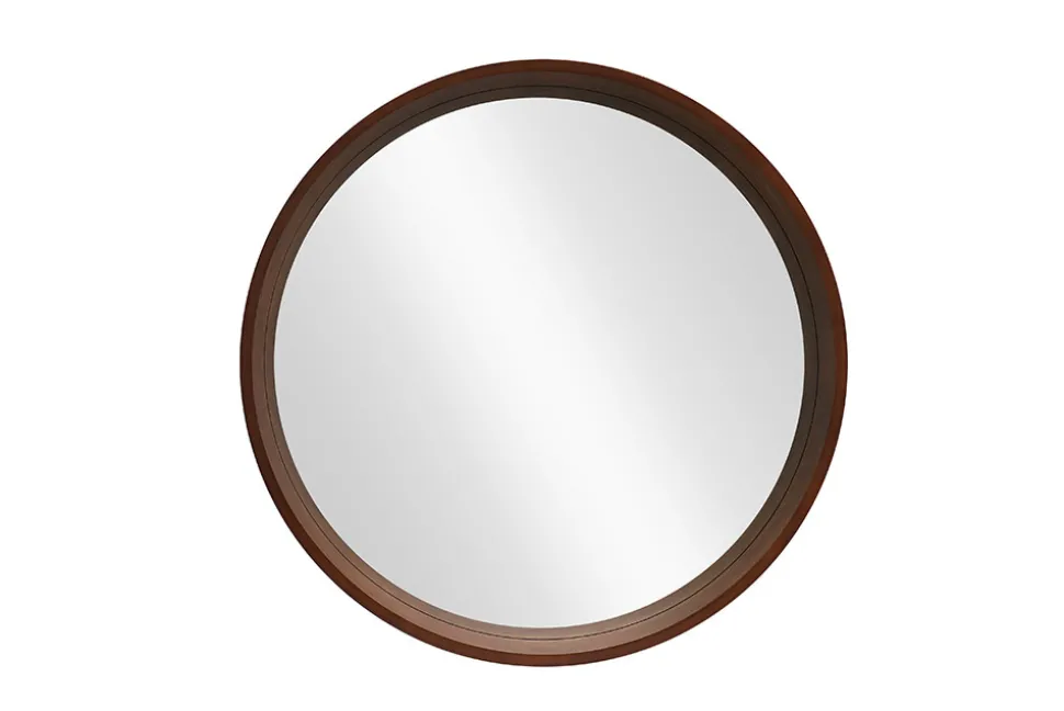 Runder Wandspiegel PORTRAIT 70cm braun Echtholzfurnier in Walnussholz-Design