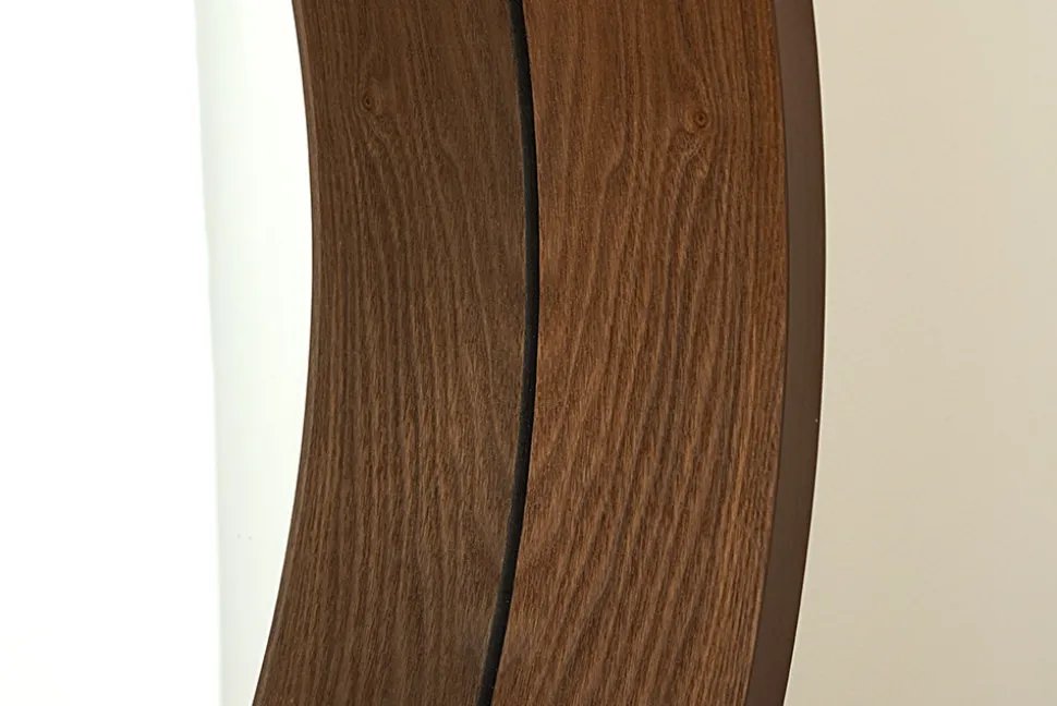 Runder Wandspiegel PORTRAIT 70cm braun Echtholzfurnier in Walnussholz-Design
