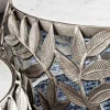 Rundes 2er Set Couchtische ABSTRACT LEAF 70cm weiß silber Marmor Metall Blatt-Design