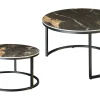 Rundes 2er Set Couchtische ELEGANCE 75cm schwarz gold sand Aurora Oro Keramik