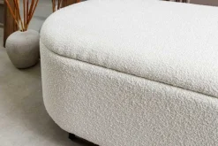 Scandinavische Polsterbank VOGUE 110cm weiß Bouclé schwarz Sitzbank mit Stauraum