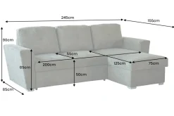 Schlafecksofa APARTMENT 245cm grün Strukturstoff inkl. Stauraum beidseitig aufbaubar