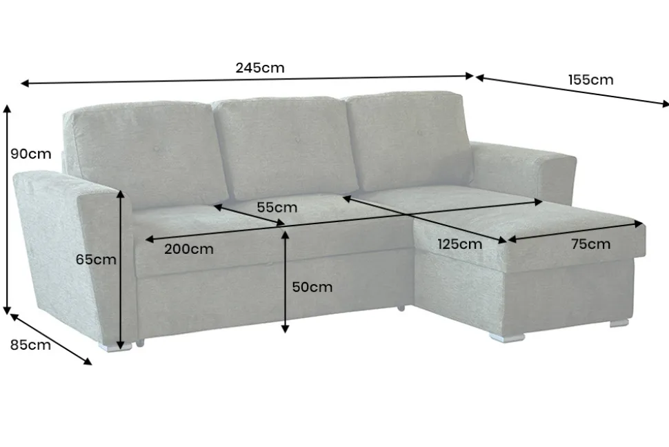 Schlafecksofa APARTMENT 245cm grün Strukturstoff inkl. Stauraum beidseitig aufbaubar