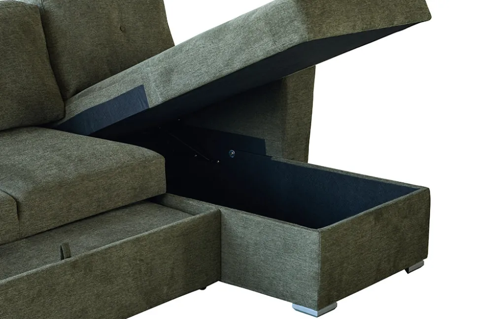 Schlafecksofa APARTMENT 245cm grün Strukturstoff inkl. Stauraum beidseitig aufbaubar