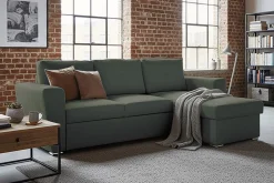 Schlafecksofa APARTMENT 245cm grün Strukturstoff inkl. Stauraum beidseitig aufbaubar