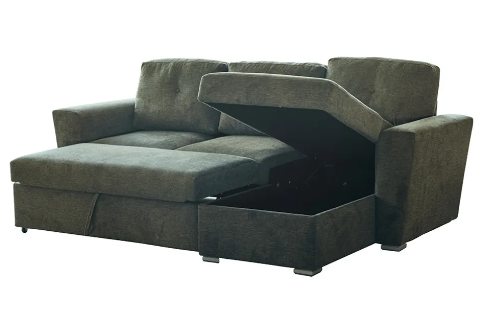 Schlafecksofa APARTMENT 245cm grün Strukturstoff inkl. Stauraum beidseitig aufbaubar