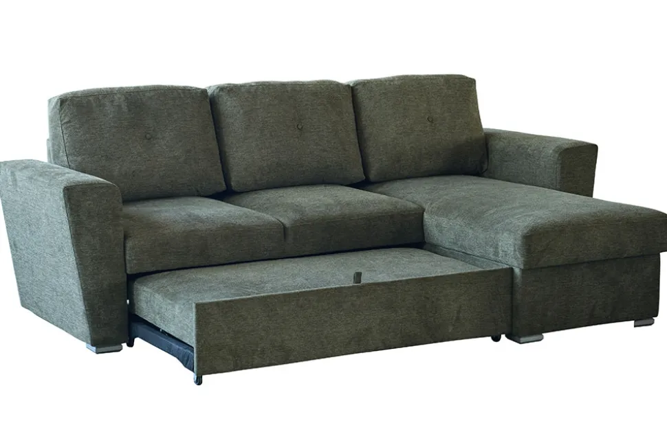 Schlafecksofa APARTMENT 245cm grün Strukturstoff inkl. Stauraum beidseitig aufbaubar