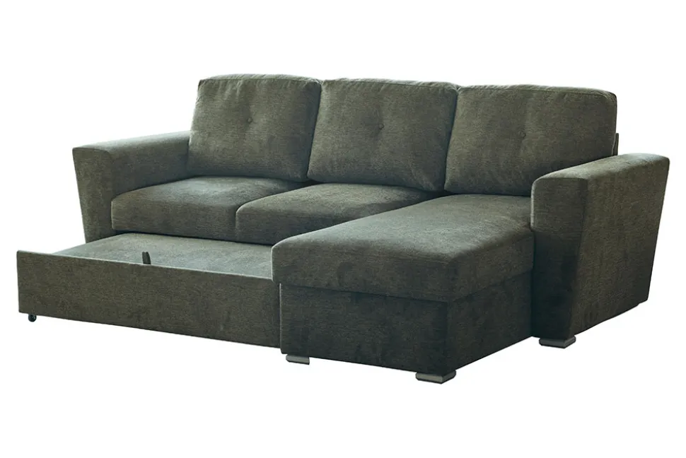 Schlafecksofa APARTMENT 245cm grün Strukturstoff inkl. Stauraum beidseitig aufbaubar