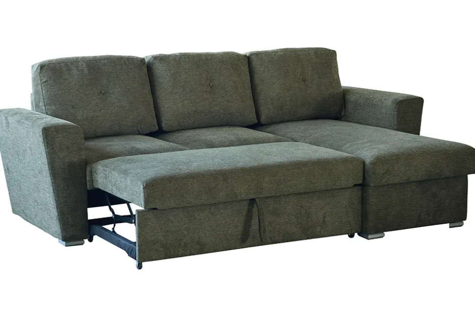 Schlafecksofa APARTMENT 245cm grün Strukturstoff inkl. Stauraum beidseitig aufbaubar