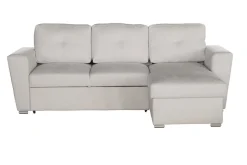 Schlafecksofa APARTMENT 245cm beige Strukturstoff inkl. Stauraum beidseitig aufbaubar