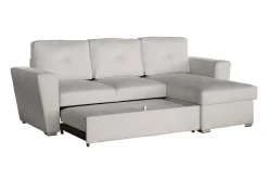 Schlafecksofa APARTMENT 245cm beige Strukturstoff inkl. Stauraum beidseitig aufbaubar