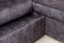Schlafecksofa APARTMENT 205cm grau Samt 3-Sitzer inkl. Stauraum beidseitig aufbaubar