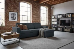 Schlafecksofa APARTMENT 245cm grau Strukturstoff inkl. Stauraum beidseitig aufbaubar