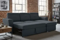Schlafecksofa APARTMENT 245cm grau Strukturstoff inkl. Stauraum beidseitig aufbaubar
