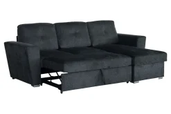 Schlafecksofa APARTMENT 245cm grau Strukturstoff inkl. Stauraum beidseitig aufbaubar