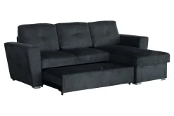 Schlafecksofa APARTMENT 245cm grau Strukturstoff inkl. Stauraum beidseitig aufbaubar