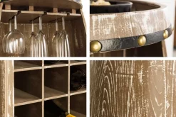Shabby Chic Weinregal BODEGA 100cm natur Pinie Weinfass für 24 Flaschen