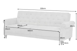 3-Sitzer Sofa MAISON BELLE AFFAIRE 220cm moosgrün Vogue Velours Samt Schlaffunktion
