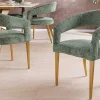 Skandinavischer Stuhl BOUTIQUE grün Strukturstoff brushed champagner gold Metall