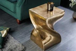 Skulp­tu­raler Beistelltisch TWIST 45cm gold Aluminium handmade Sitzhocker Nachttisch