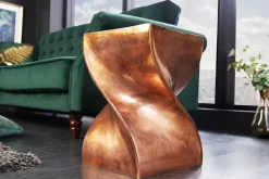 Skulp­tu­raler Beistelltisch TWIST 45cm kupfer geflammt Metall handmade Nachttisch