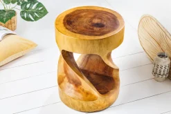 Skulp­tu­raler Beistelltisch ARTE 35cm natur Suarholz rund handmade in Bali Sitzhocker