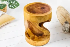 Skulp­tu­raler Beistelltisch ARTE 35cm natur Suarholz rund handmade in Bali Sitzhocker