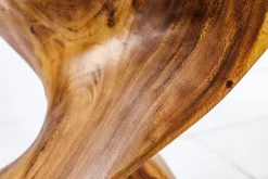Skulp­tu­raler Beistelltisch HELIX 30cm natur Suarholz handmade in Bali Sitzhocker