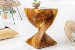 Skulp­tu­raler Beistelltisch HELIX 30cm natur Suarholz handmade in Bali Sitzhocker