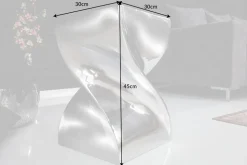 Skulp­tu­raler Beistelltisch TWIST 45cm silber Aluminium poliert Sitzhocker Modern Design