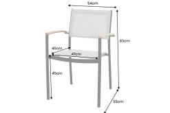 Stapelbarer Gartenstuhl RIO anthrazit grau natur Aluminium Massivholz wetterfest