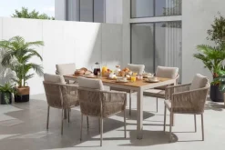 Stapelbarer Stuhl ROPE greige Aluminium Gartensessel inkl. Kissen In- und Outdoor