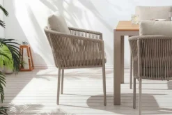 Stapelbarer Stuhl ROPE greige Aluminium Gartensessel inkl. Kissen In- und Outdoor