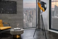 Stehlampe BIG STUDIO 170cm schwarz Blattgold-Optik Industrial Design