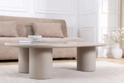 Stilvoller Couchtisch ORGANIKO 130cm cement greige organische Form