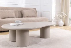 Stilvoller Couchtisch ORGANIKO 130cm cement greige organische Form