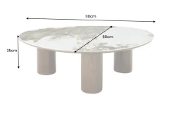 Stilvoller Couchtisch ORGANIKO 110cm weiß braun Walnuss Pandora Keramik
