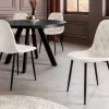 Stilvoller Stuhl GLAMM champagner beige Chenille Cremona mit Rauten-Steppung schwarz Metall