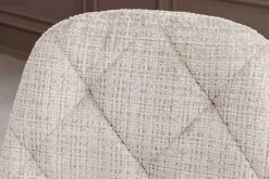 Stilvoller Stuhl GLAMM champagner beige Chenille Cremona mit Rauten-Steppung schwarz Metall
