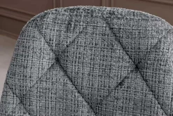 Stilvoller Stuhl GLAMM grau Chenille Cremona mit Rauten-Steppung schwarze Metallbeine