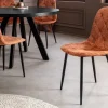 Stilvoller Stuhl GLAMM rost braun Chenille Cremona Rauten-Steppung schwarz Metall