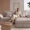 Stilvolles Big Sofa SOHO 260cm beige Chenille 4-Sitzer Couch mit Wellenunterfederung