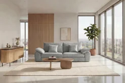 Stilvolles Big Sofa SOHO 260cm grau Chenille 4-Sitzer Couch mit Wellenunterfederung