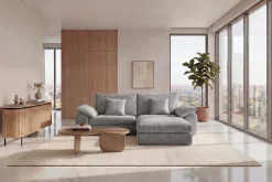 Stilvolles Big Sofa SOHO 260cm grau Chenille 4-Sitzer Couch mit Wellenunterfederung