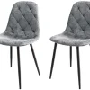 Stilvolles 2er-Set Stühle GLAMM grau Chenille Cremona schwarze Metallbeine