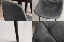 Stilvolles 2er-Set Stühle GLAMM anthrazit Samt schwarze Metallbeine